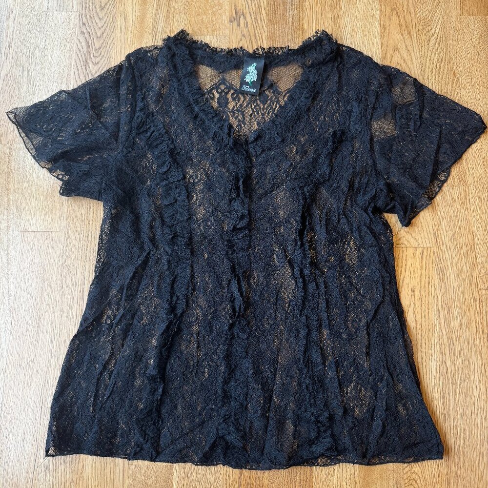 Tuberose Black Lace Sheer Top